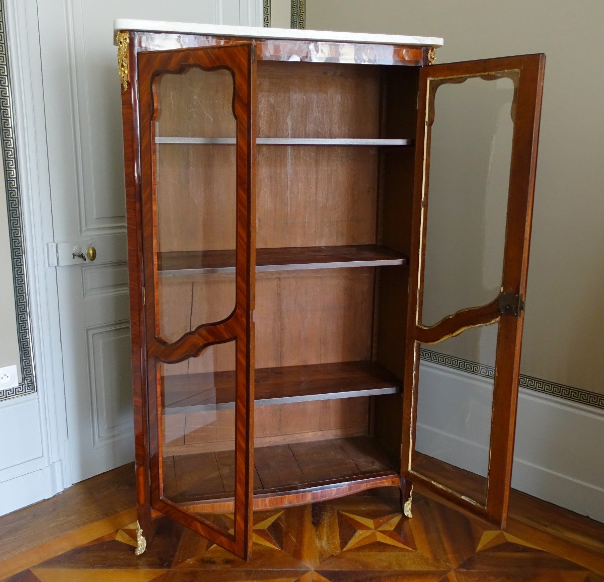 Louis XV Period Marquetry Library Display Case-photo-3