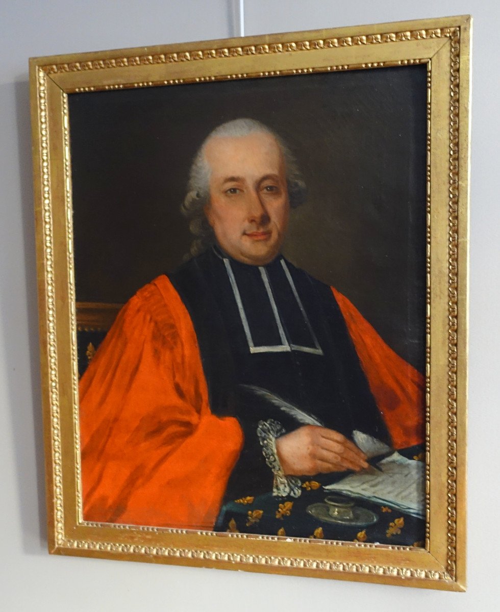 18th Century French School, Portrait Of An Aristocrat Magistrate From The Louis XVI Period-photo-2