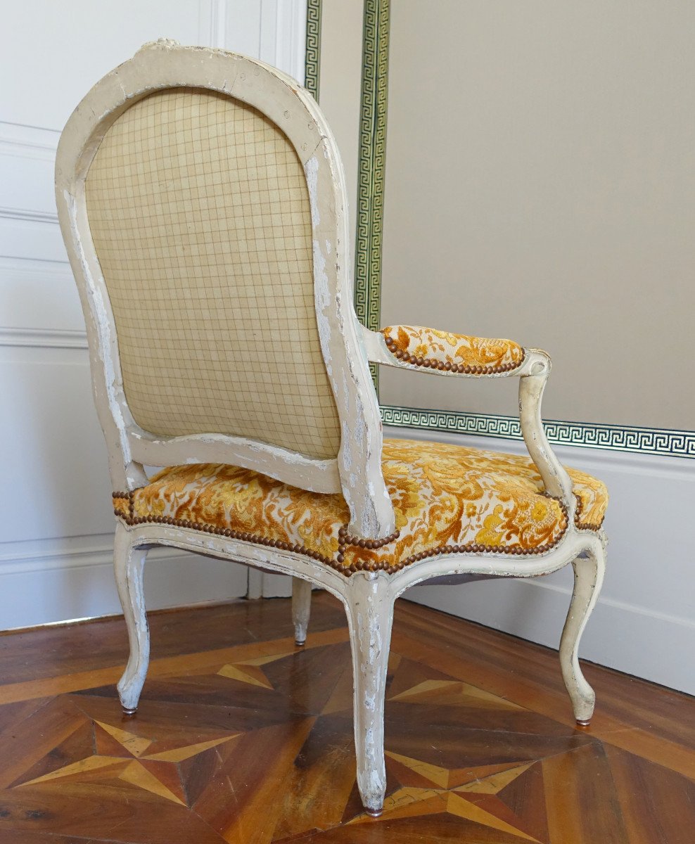   Louis XV Period Armchair, Crushed Velvet-photo-2