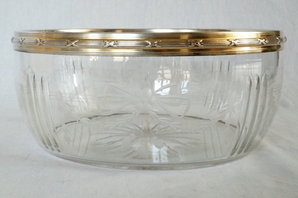 Louis Coignet : Louis XVI Style Baccarat Crystal And Sterling Silver Salad Bowl-photo-2