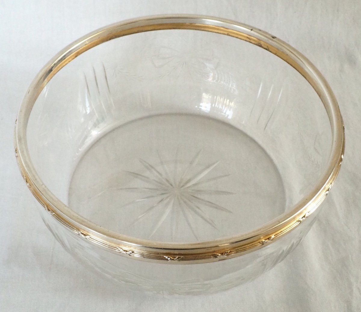 Louis Coignet : Louis XVI Style Baccarat Crystal And Sterling Silver Salad Bowl-photo-3