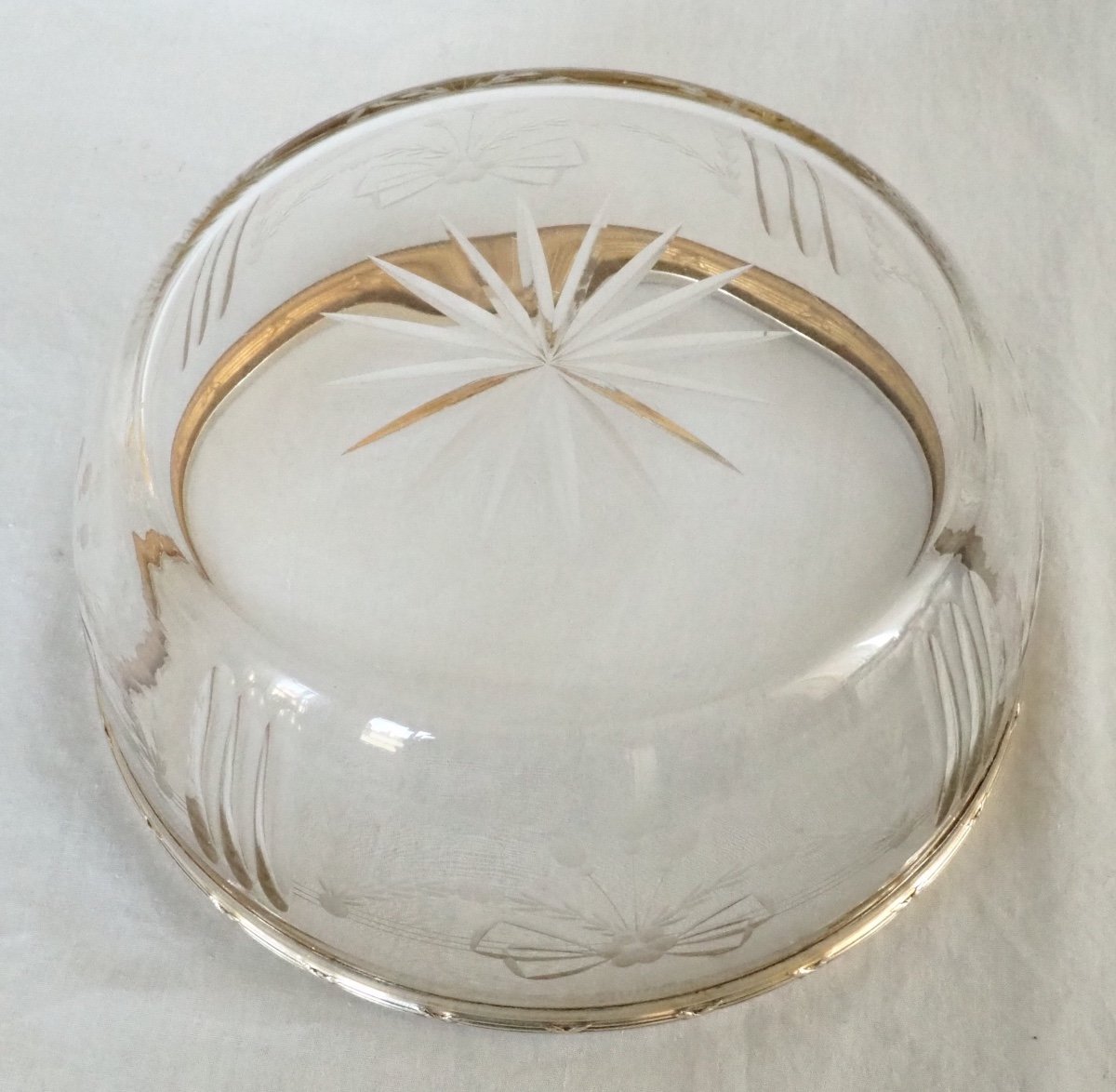 Louis Coignet : Louis XVI Style Baccarat Crystal And Sterling Silver Salad Bowl-photo-1