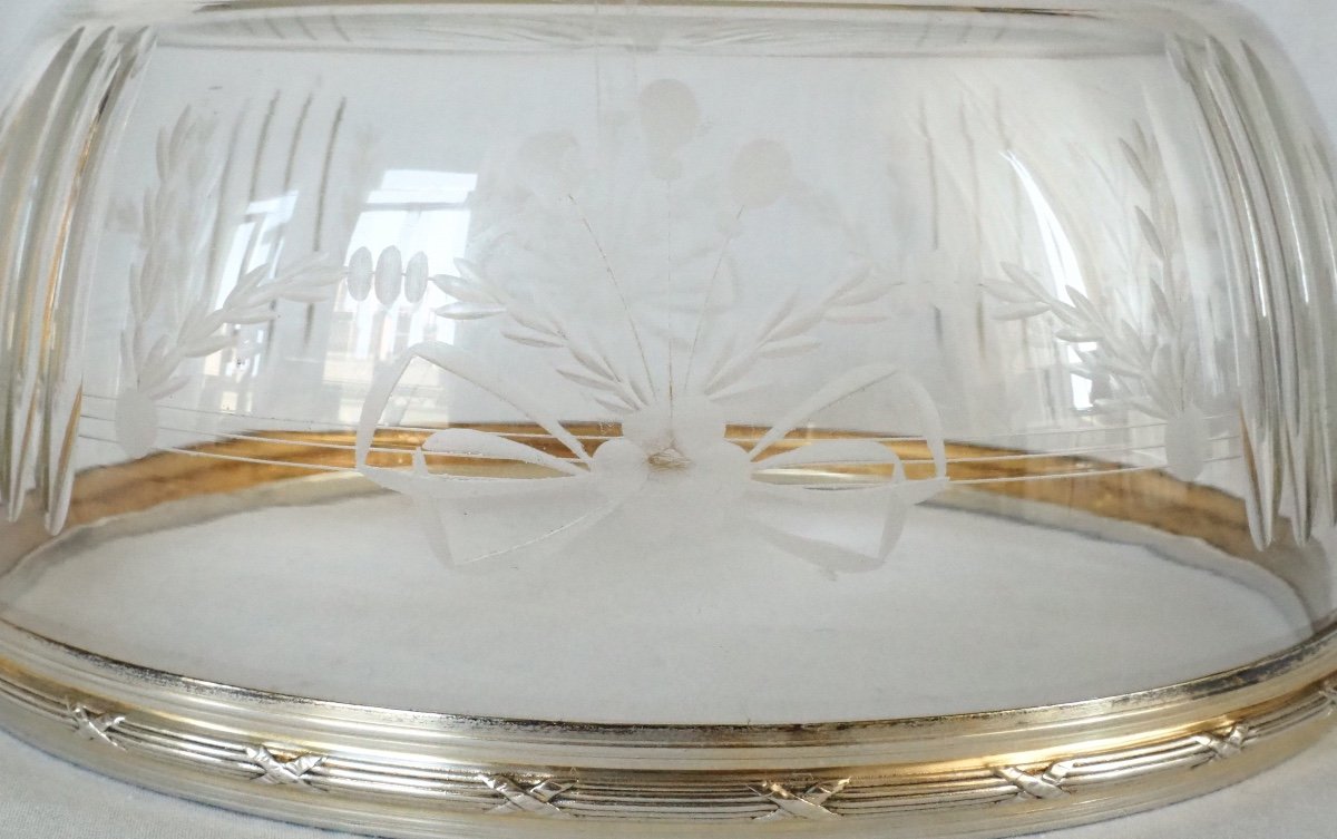 Louis Coignet : Louis XVI Style Baccarat Crystal And Sterling Silver Salad Bowl-photo-2