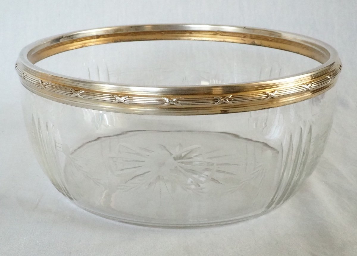 Louis Coignet : Louis XVI Style Baccarat Crystal And Sterling Silver Salad Bowl