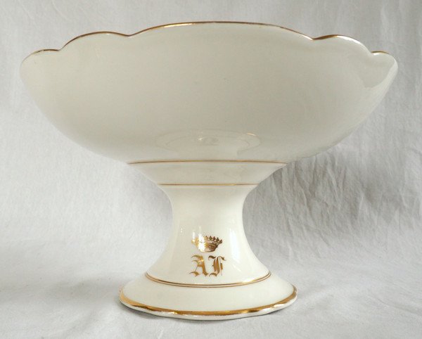 Crown Of Count - Compotier In Paris Porcelain From The Napoleon III Period Monogram Af-photo-3