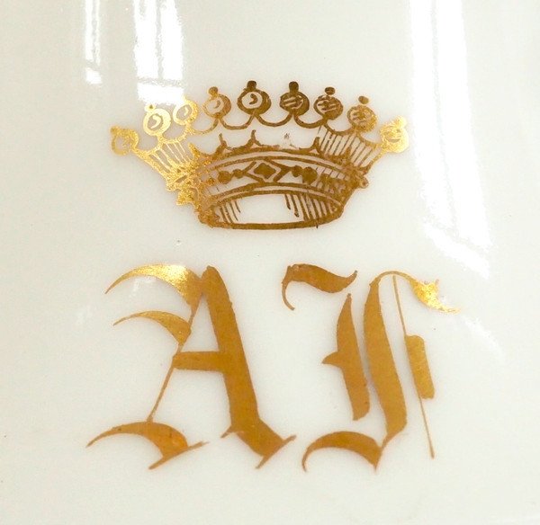 Crown Of Count - Compotier In Paris Porcelain From The Napoleon III Period Monogram Af-photo-2