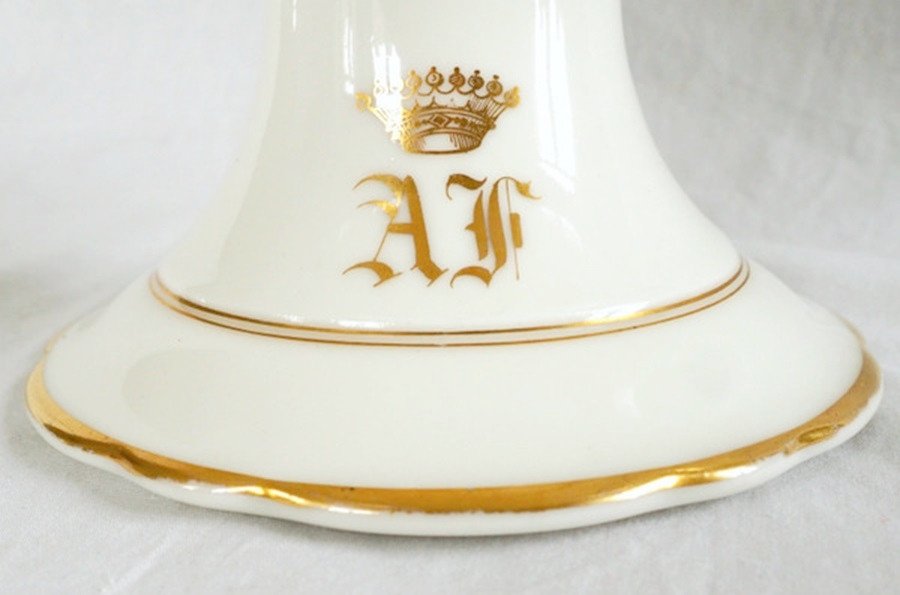 Crown Of Count - Compotier In Paris Porcelain From The Napoleon III Period Monogram Af-photo-4