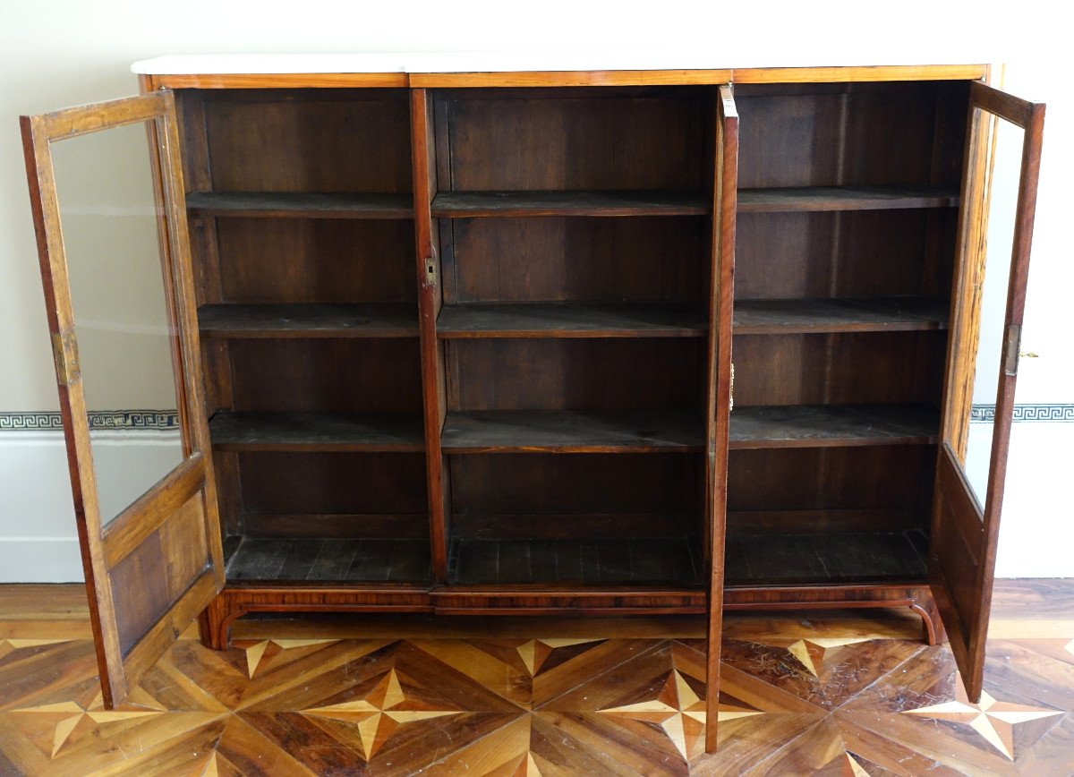 Bookcase, Display Cabinet In Louis XVI Marquetry - 182cm X 133cm X 31cm-photo-3