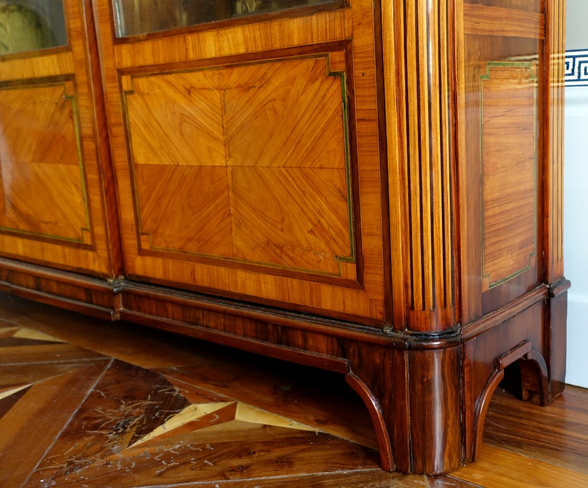 Bookcase, Display Cabinet In Louis XVI Marquetry - 182cm X 133cm X 31cm-photo-2