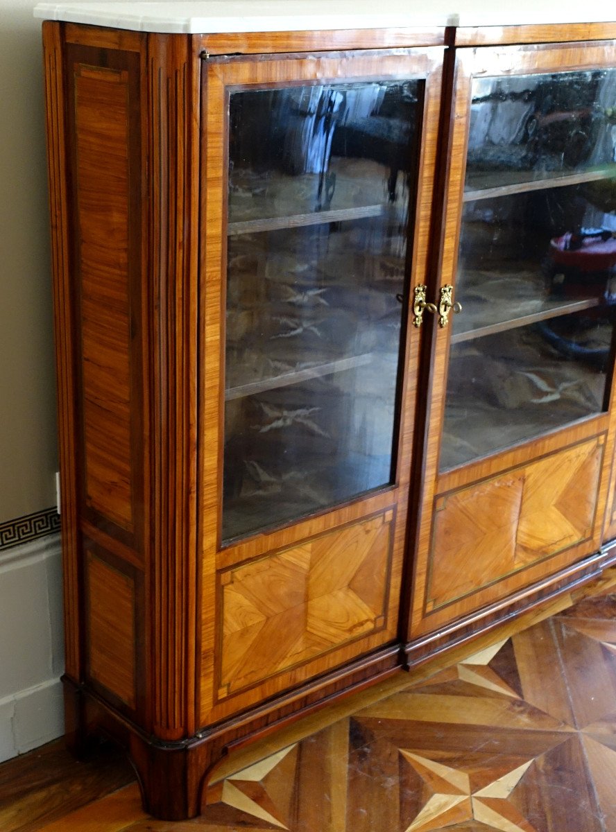 Bookcase, Display Cabinet In Louis XVI Marquetry - 182cm X 133cm X 31cm-photo-4