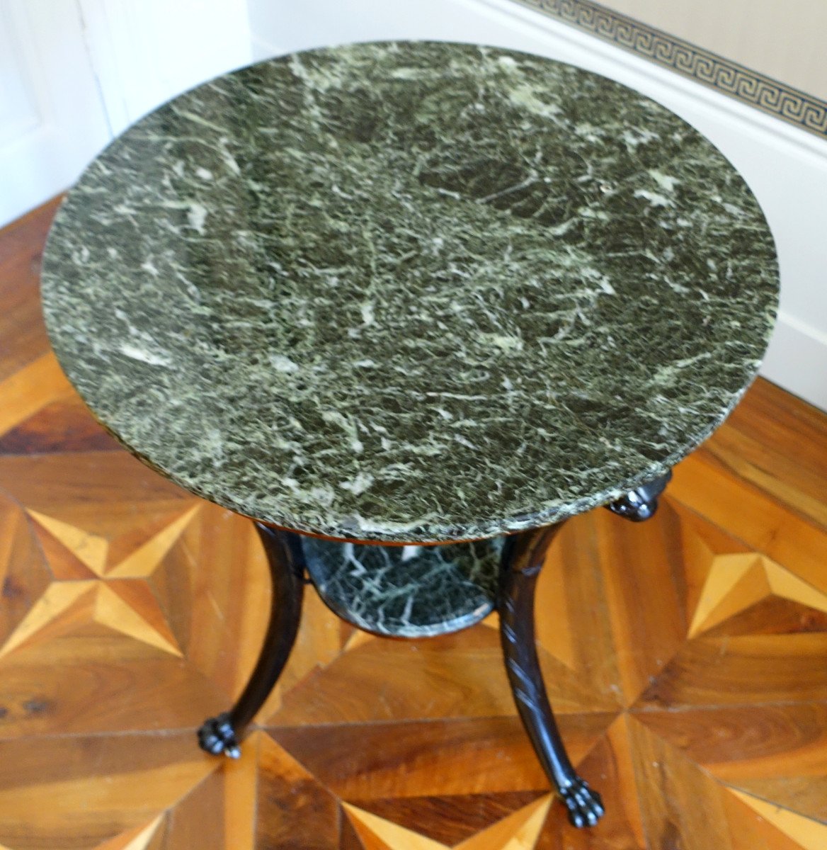 Directoire Consulate Period Pedestal Table - Return From Egypt - Mahogany And Sea Green Marble-photo-1