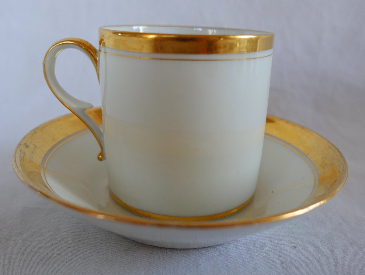 Manufacture Halley - Empire Coffee Cup Litron Shape In White And Gold Porcelain - Before 1811-photo-2