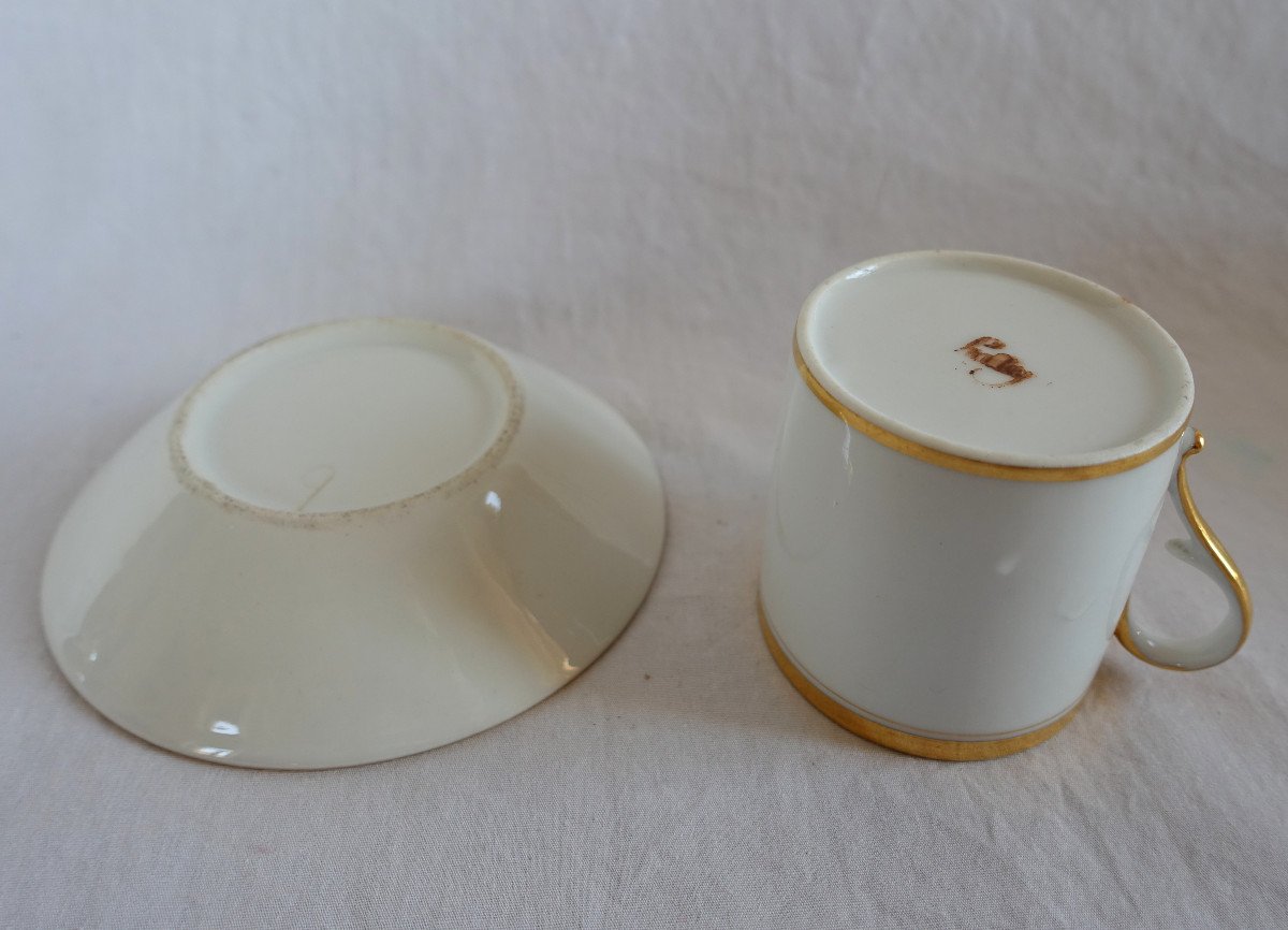 Manufacture Halley - Empire Coffee Cup Litron Shape In White And Gold Porcelain - Before 1811-photo-4