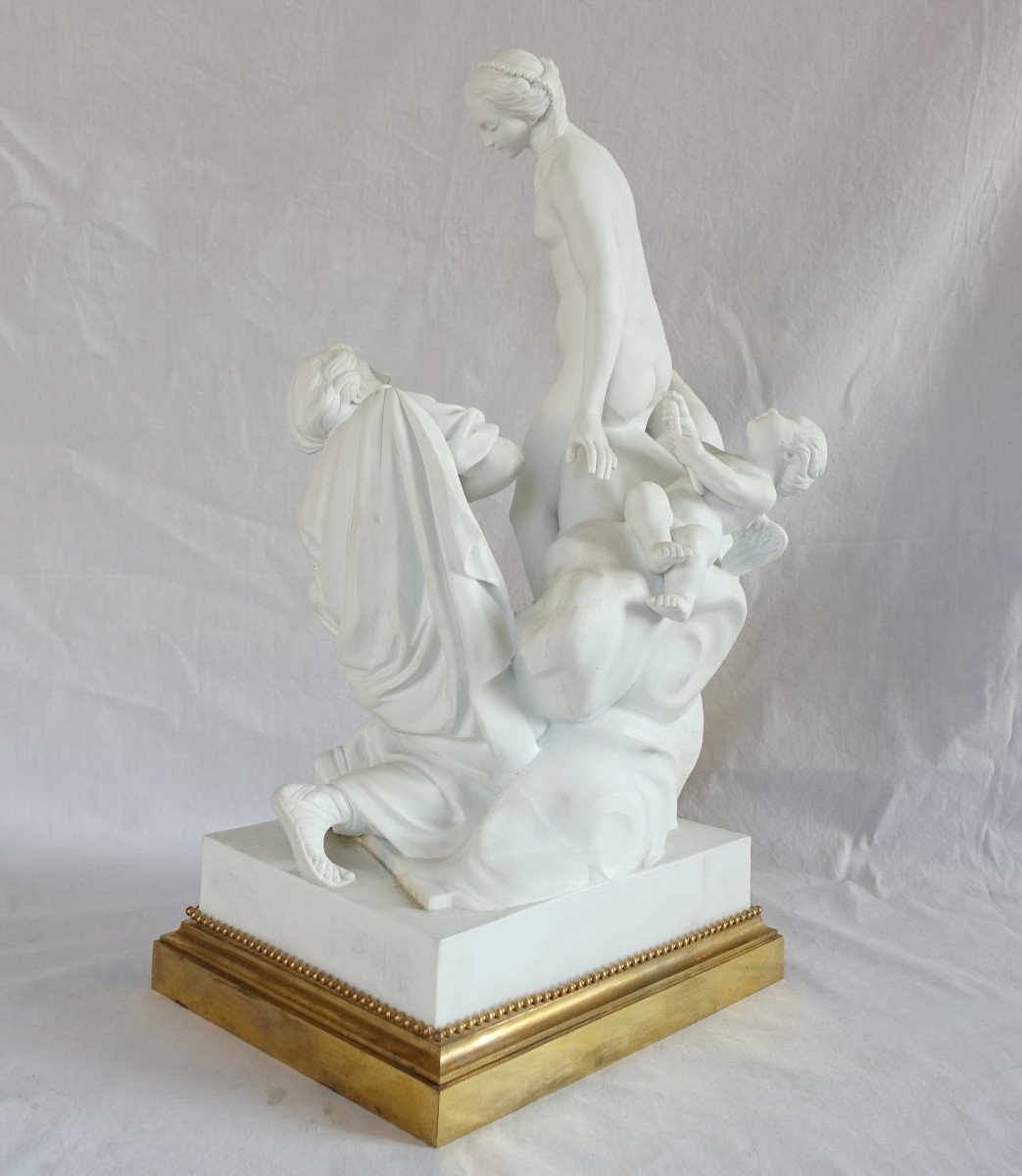 Grd Biscuit De Porcelaine, Allégorie De La Sculpture De Falconet - Style Louis XVI Bronze Doré-photo-4