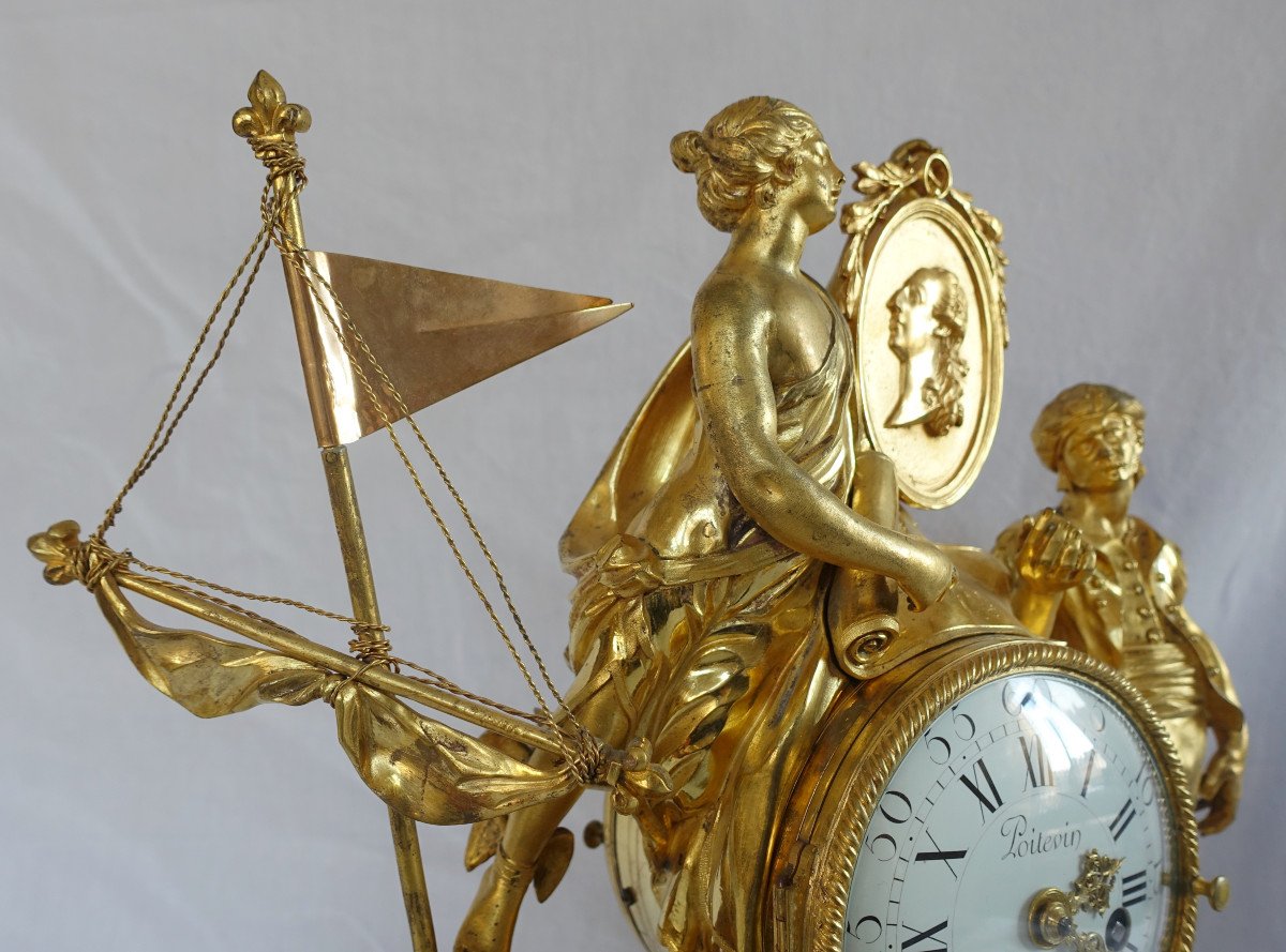 Clock Of The Allegory Of Maritime Trade In Gilt Bronze - Louis XVI Period Circa 1775-photo-4