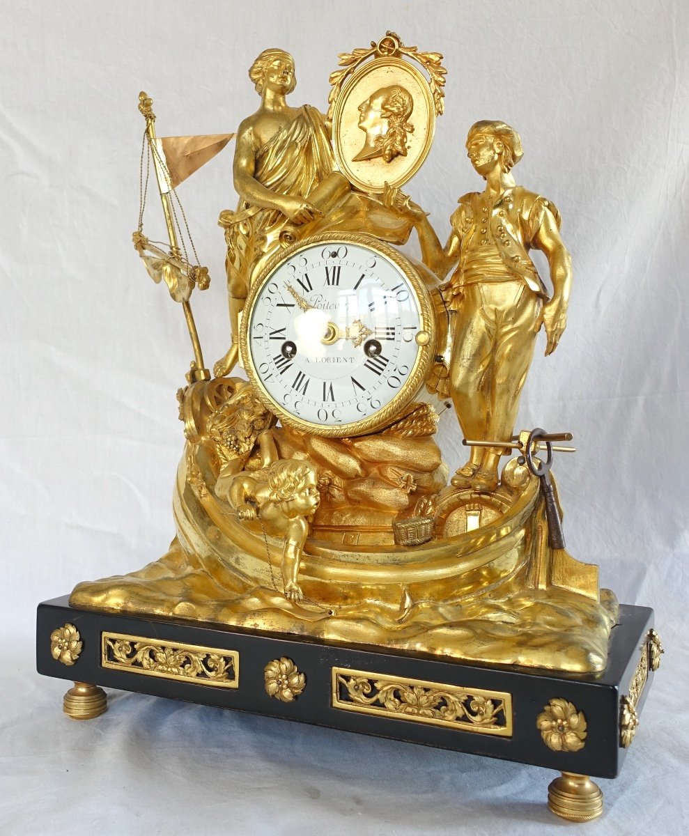 Clock Of The Allegory Of Maritime Trade In Gilt Bronze - Louis XVI Period Circa 1775