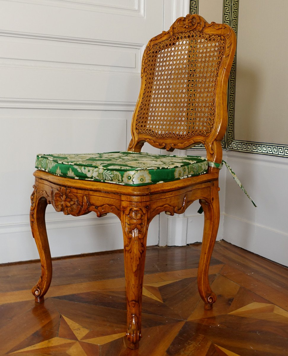 Set Of 6 Chairs Louis XV Regency Period Caned Dining Room Chairs -photo-1