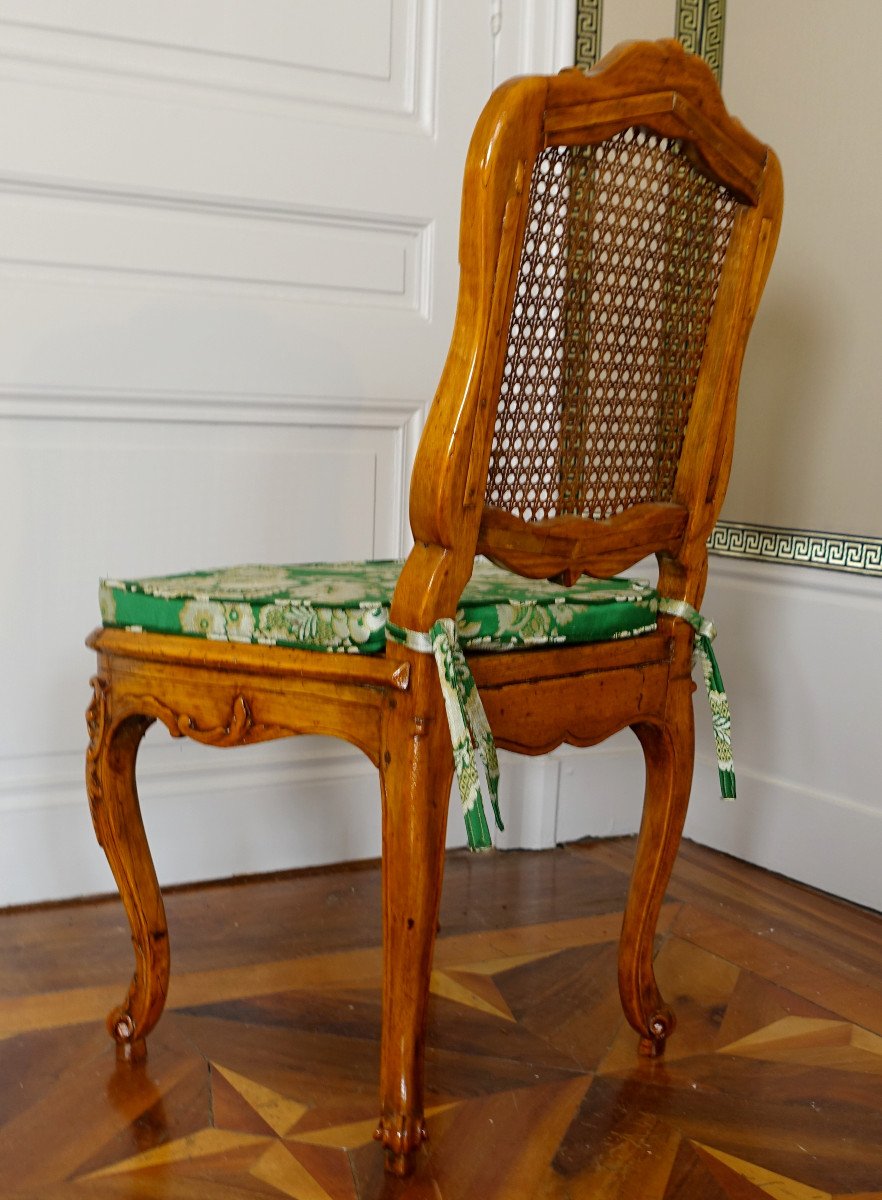 Set Of 6 Chairs Louis XV Regency Period Caned Dining Room Chairs -photo-2