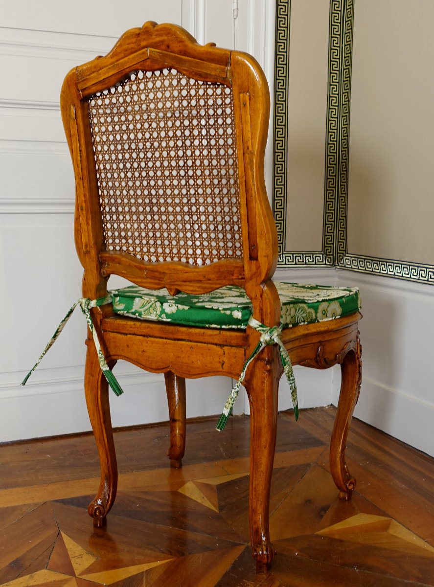 Set Of 6 Chairs Louis XV Regency Period Caned Dining Room Chairs -photo-3