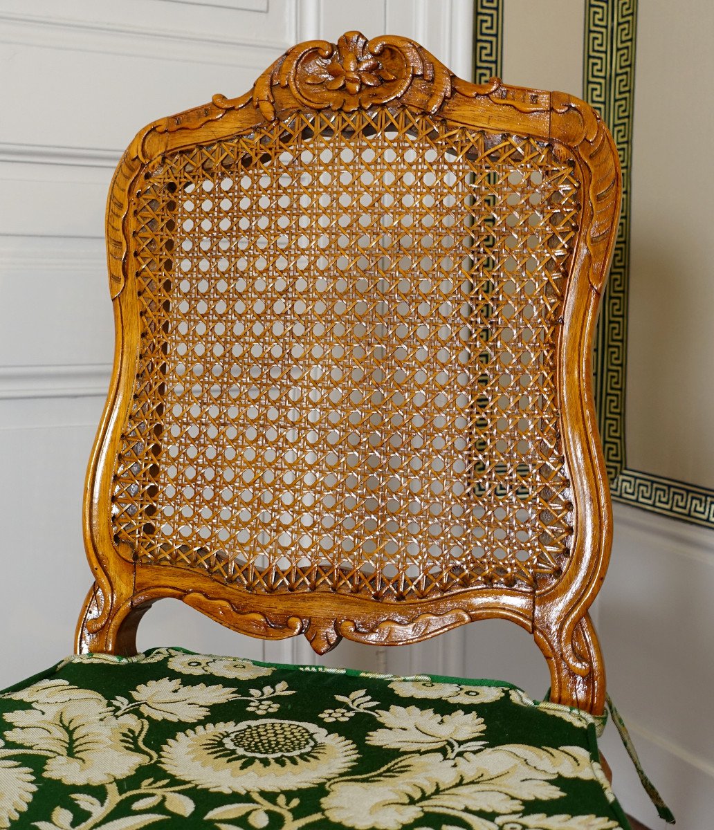 Set Of 6 Chairs Louis XV Regency Period Caned Dining Room Chairs -photo-6