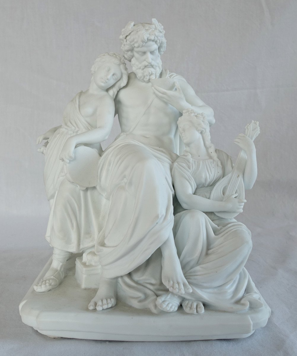 Biscuit Porcelain Group - Bacchus And Bacchantes - Neoclassical Style 19th Century-photo-2