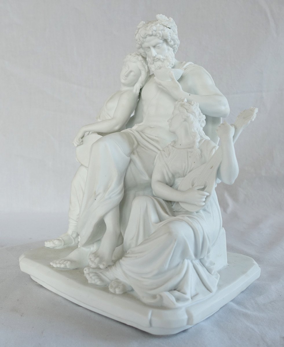 Biscuit Porcelain Group - Bacchus And Bacchantes - Neoclassical Style 19th Century-photo-3