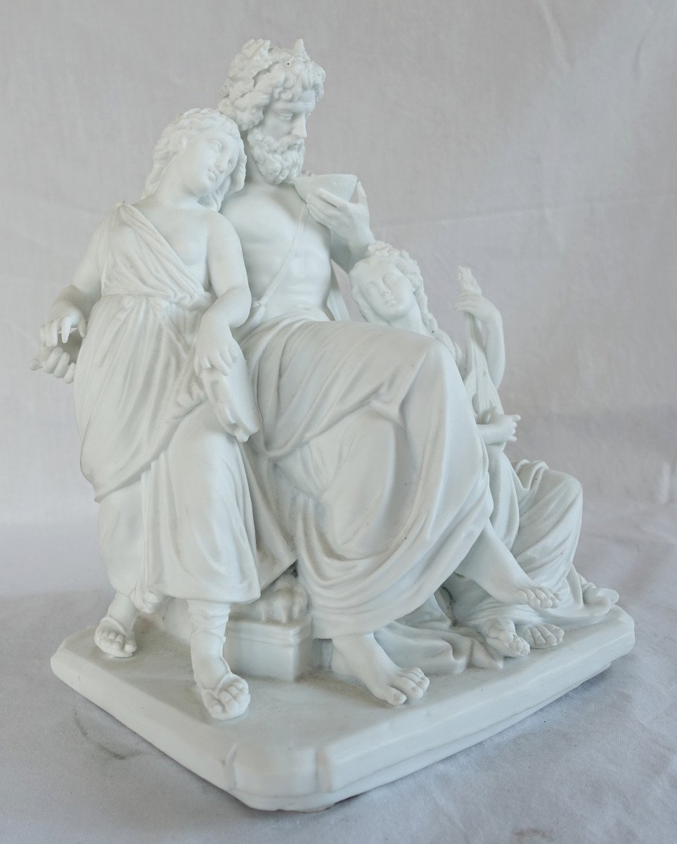 Biscuit Porcelain Group - Bacchus And Bacchantes - Neoclassical Style 19th Century-photo-2