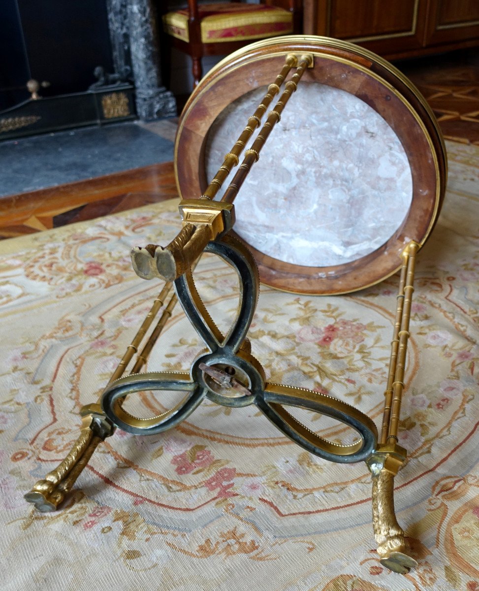 Pair Of Bronze, Marble And Mahogan Pedestal Tables After Weisweiler, Louis XVI Style, 19th-photo-6