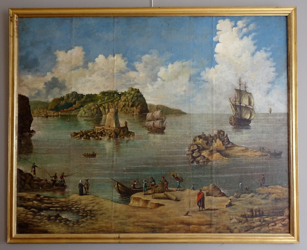 French School Of The 18th Century Marine - Large Decorative Oil On Canvas 140 X 171cm-photo-2