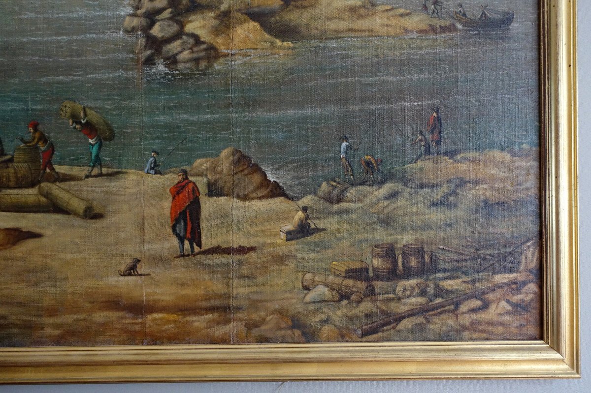 French School Of The 18th Century Marine - Large Decorative Oil On Canvas 140 X 171cm-photo-4