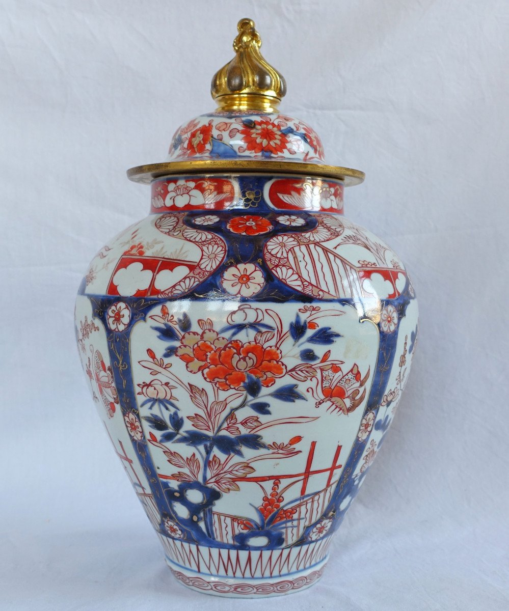 Grande Potiche En Porcelaine Imari et bronze doré, Japon, époque XVIIIe Siècle - 38cm-photo-3