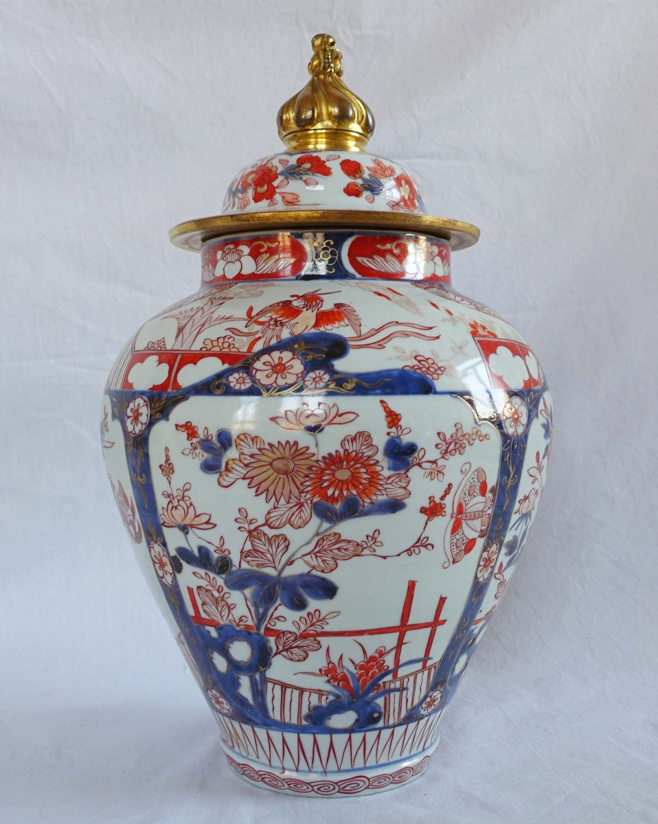 Grande Potiche En Porcelaine Imari et bronze doré, Japon, époque XVIIIe Siècle - 38cm-photo-3