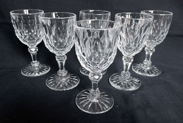 Baccarat 6 Port Glasses In Richly Cut Crystal - Juvisy Service From The Elysée Palace-photo-2