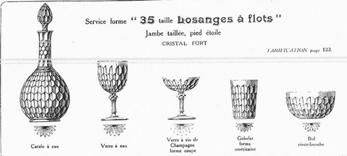 Baccarat 6 Port Glasses In Richly Cut Crystal - Juvisy Service From The Elysée Palace-photo-3