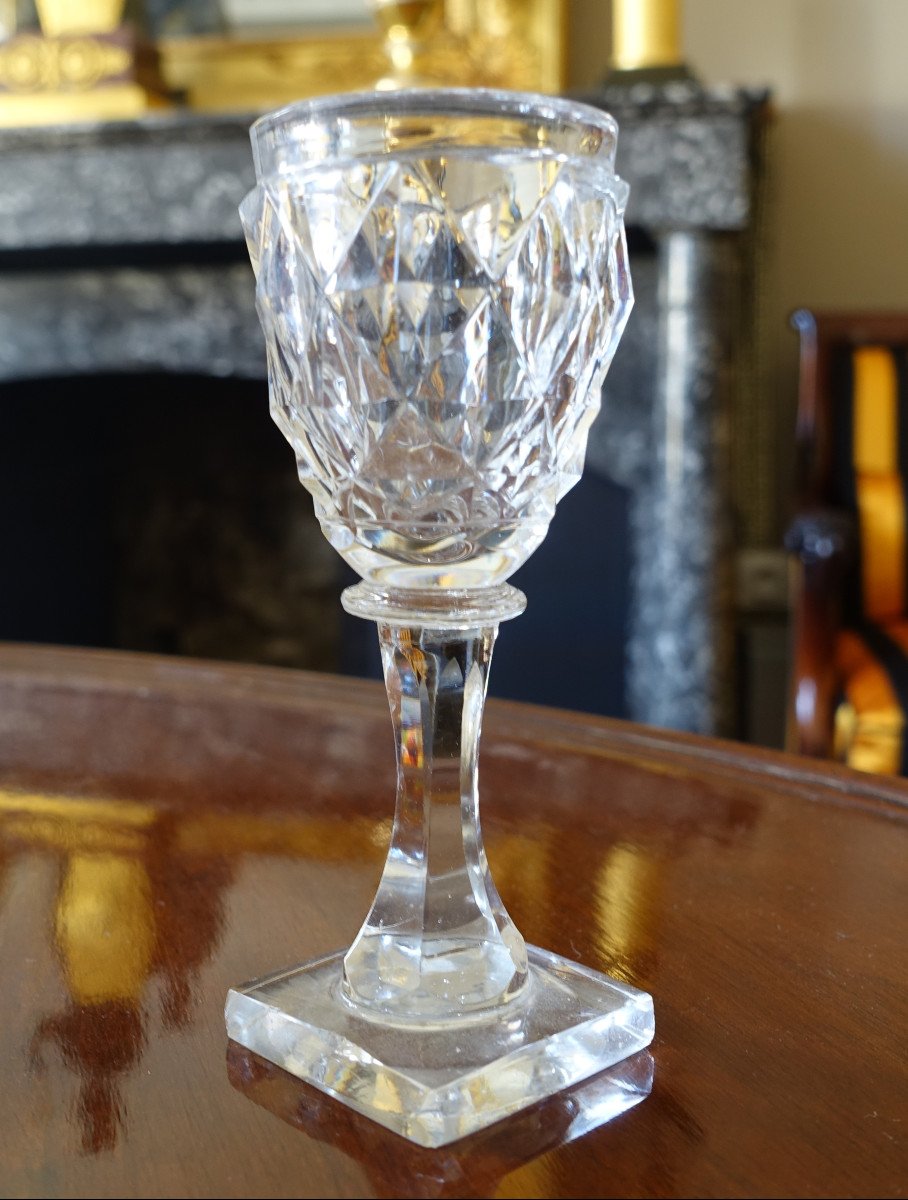 Le Creusot - Set Of 6 Cut Crystal Liqueur Glasses - Empire Restoration Period-photo-3