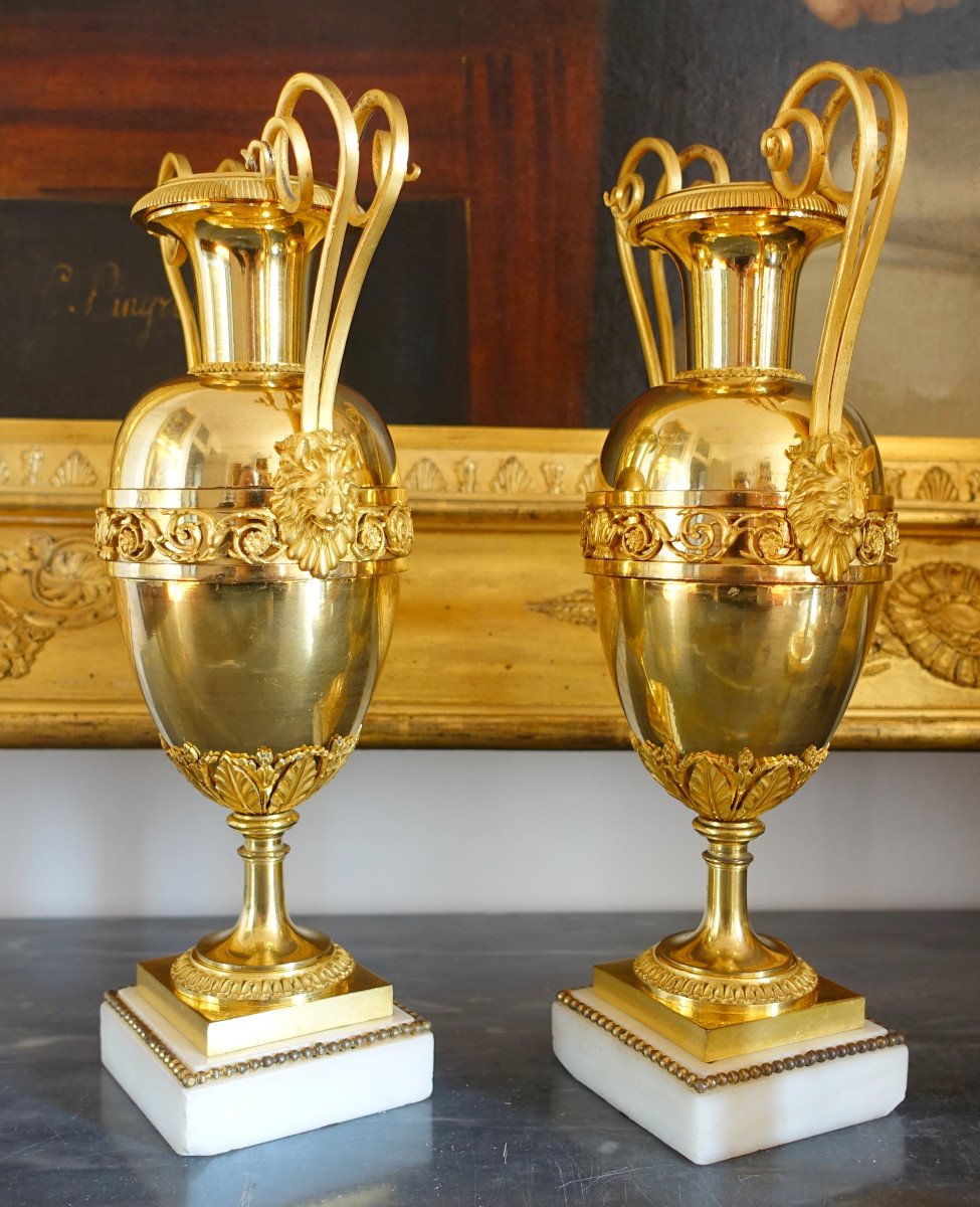 Claude Galle (attributed To) Pair Of Directoire Period Ormolu Cassolettes-photo-3