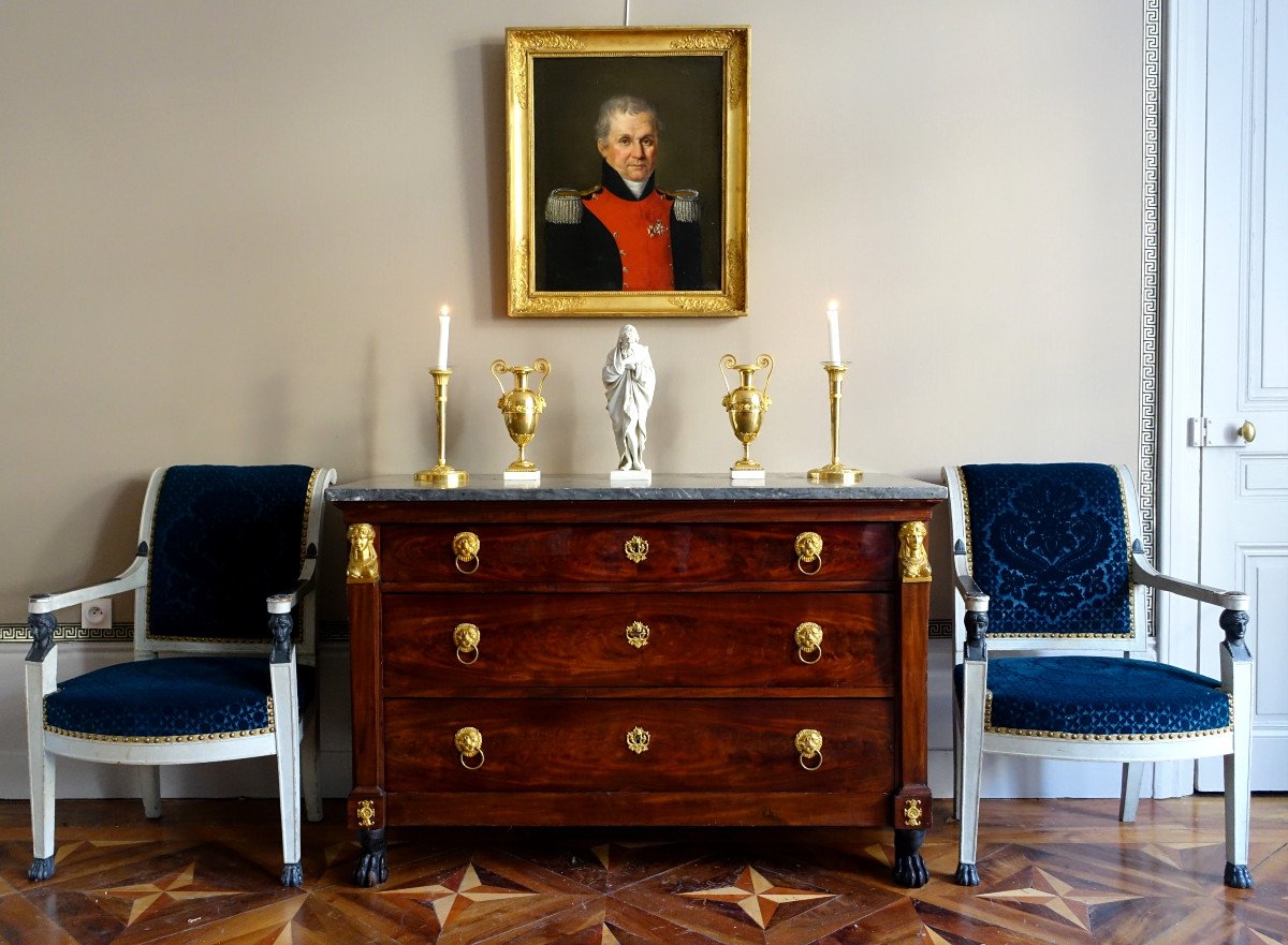 Pair Of Empire Period Mercury Gilt Bronze Candlesticks-photo-8