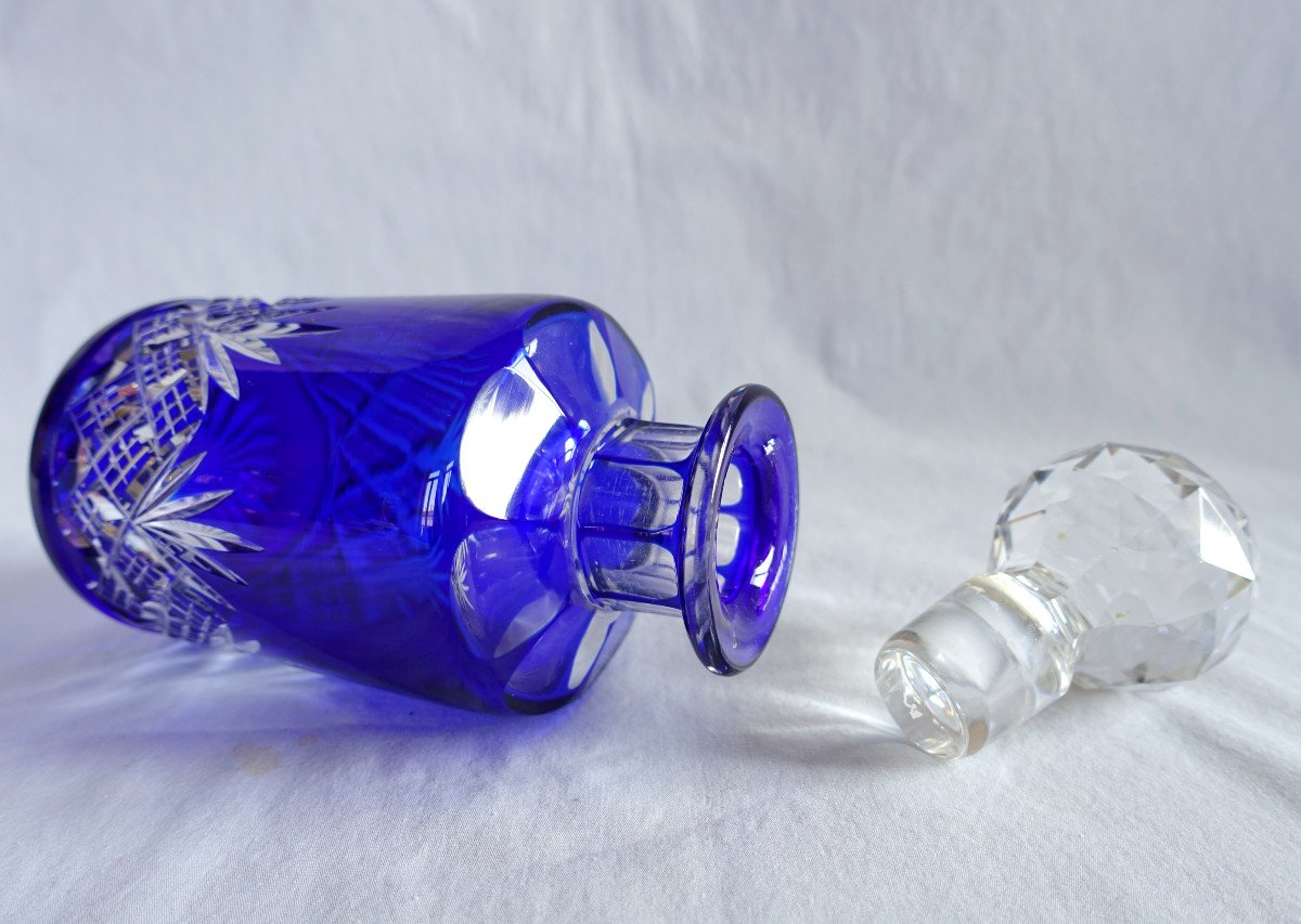 Baccarat, Grand Flacon à Alcool, Parfum En Cristal Overlay Bleu - Modèle Douai 20,2cm-photo-4