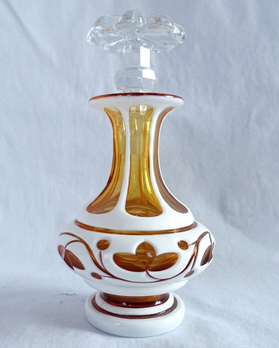 Baccarat Flacon De Parfum En Cristal Et Opaline Overlay 1840-photo-2