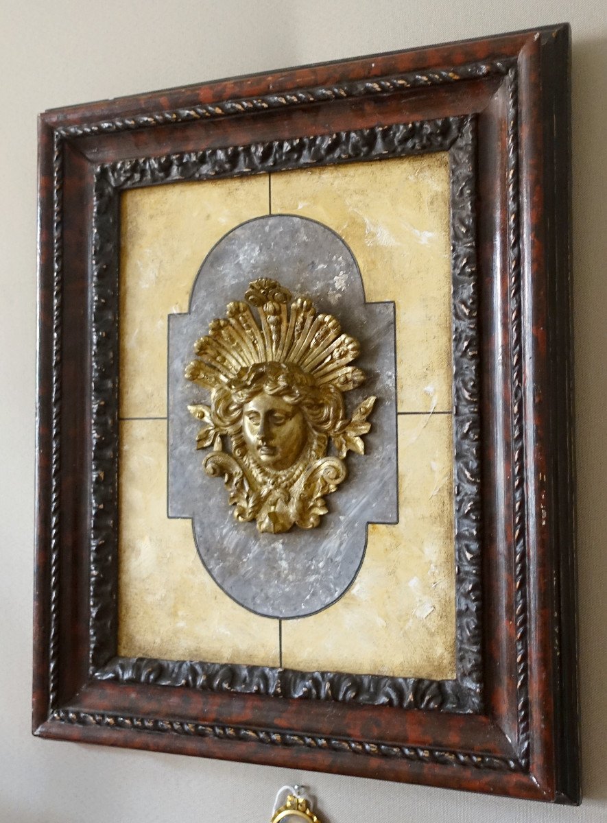 Panneau Décoratif De Style Louis XIV En Bronze Et Faux Marbre-photo-6