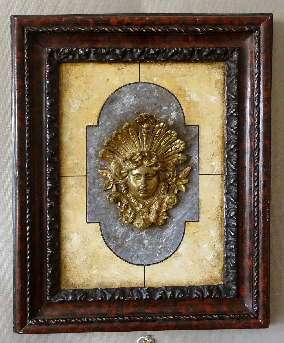 Panneau Décoratif De Style Louis XIV En Bronze Et Faux Marbre