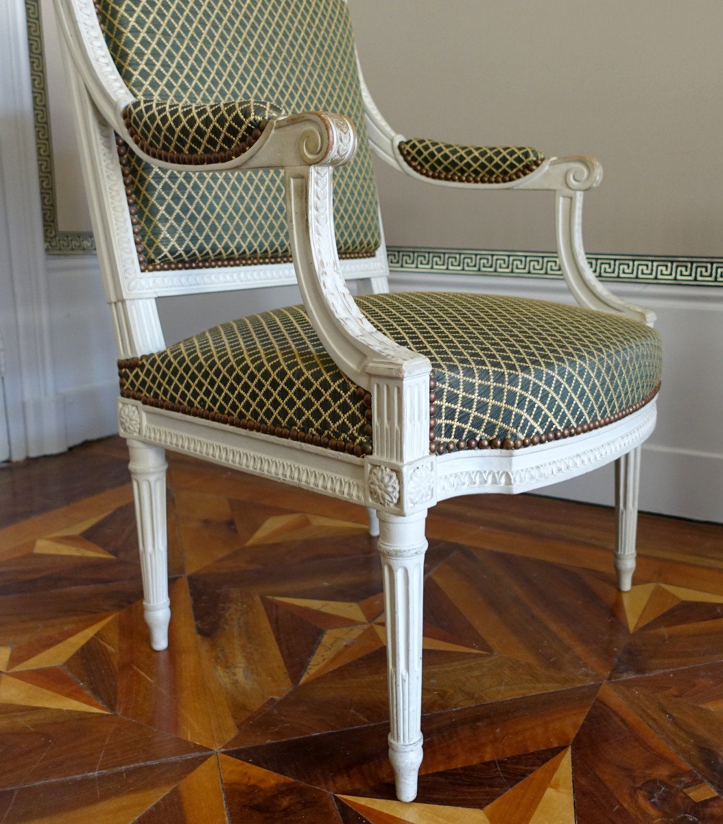 Claude Séné (attribué à) - Fauteuil De Bureau d'époque Louis XVI Recouvert De Crin De Cheval-photo-1