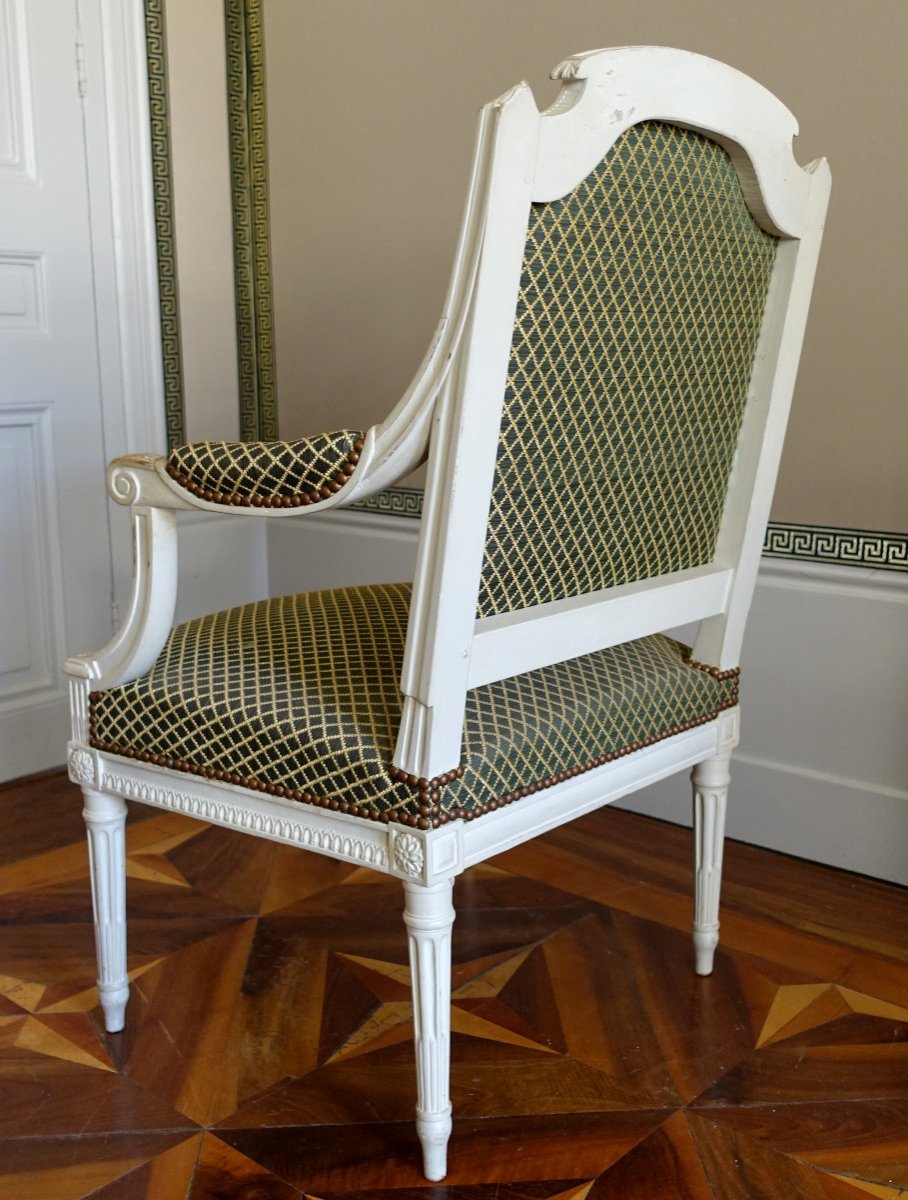 Claude Séné (attribué à) - Fauteuil De Bureau d'époque Louis XVI Recouvert De Crin De Cheval-photo-4