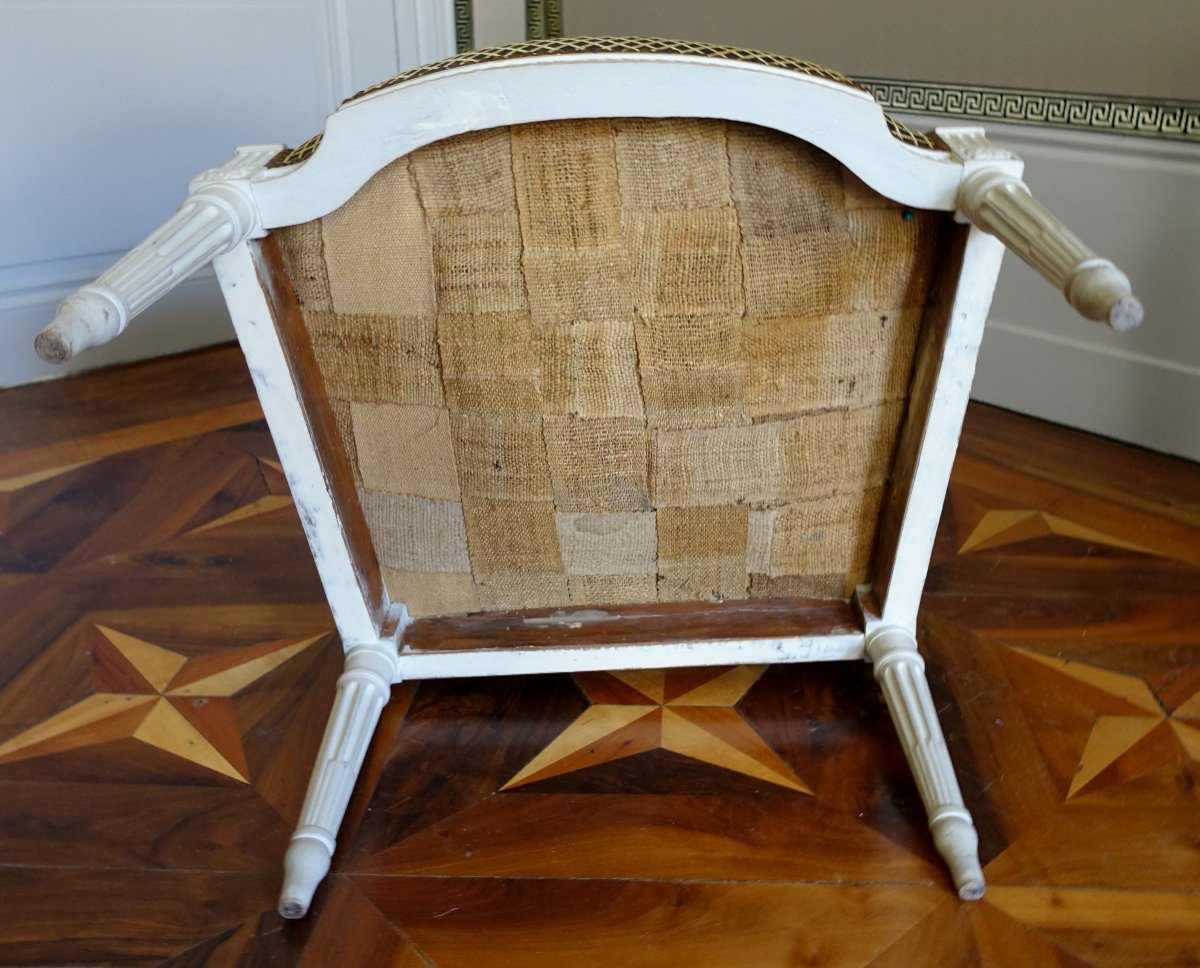 Claude Séné (attribué à) - Fauteuil De Bureau d'époque Louis XVI Recouvert De Crin De Cheval-photo-6