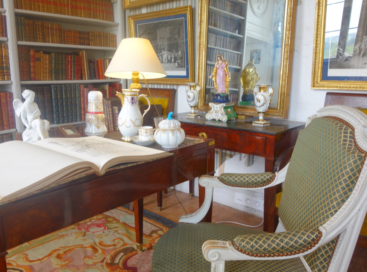 Claude Séné (attribué à) - Fauteuil De Bureau d'époque Louis XVI Recouvert De Crin De Cheval-photo-8