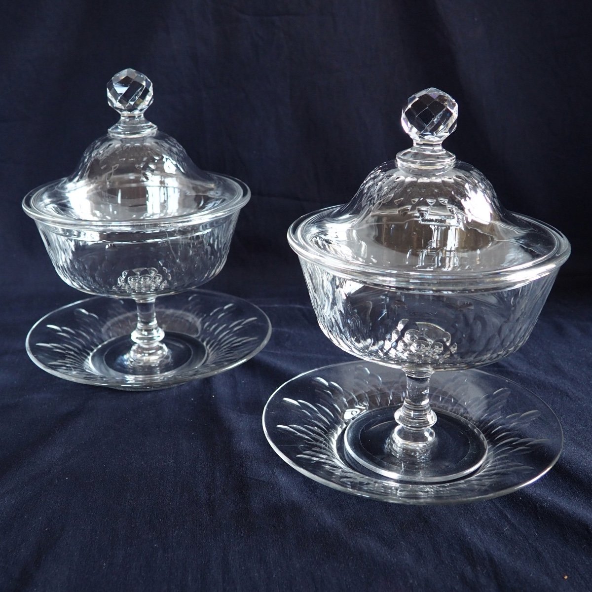 Baccarat Paire De Drageoirs En Cristal, Modèle Champigny Richelieu