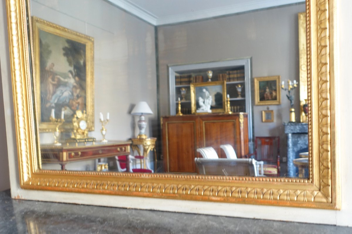 Trumeau, Miroir De cheminée ou Boiserie De Style Louis XVI En Bois Laqué Et Doré, 198 X 107cm-photo-5