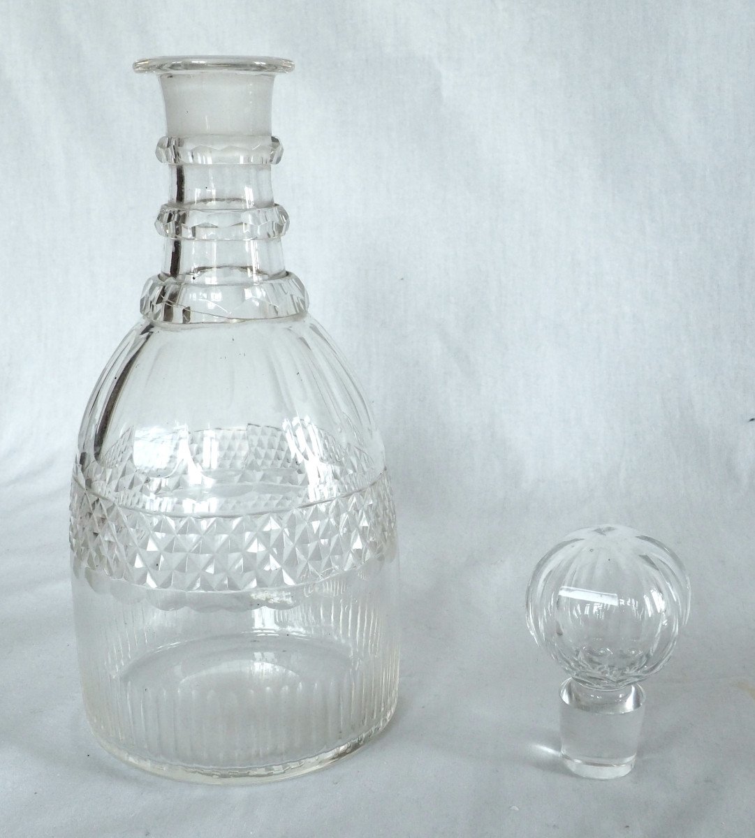 Le Creusot - Carafe à Whisky Cognac En Cristal Taillé, Circa 1830-photo-3