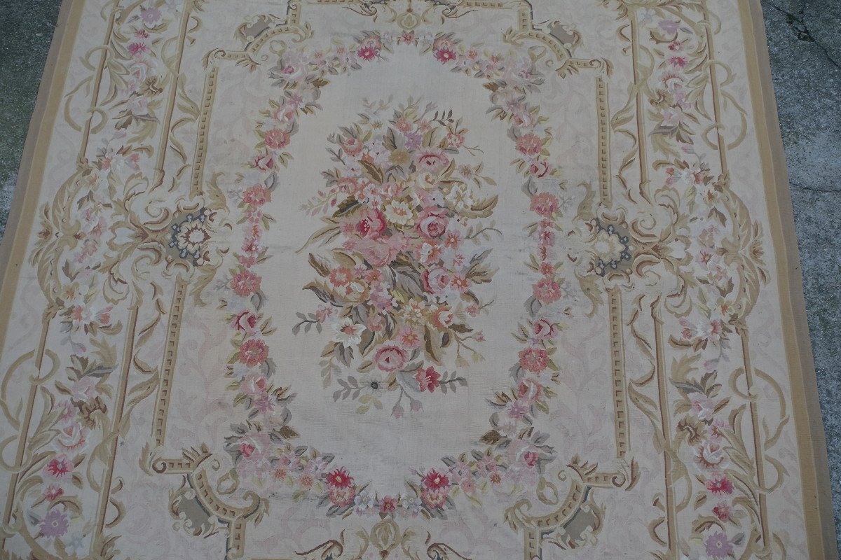 Large Louis XVI Style Aubusson Rug, Napoleon III Period - 364cm X 265cm-photo-4