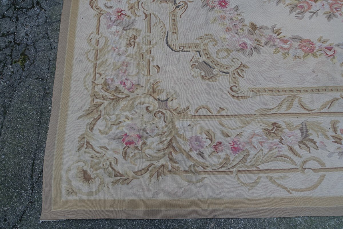 Large Louis XVI Style Aubusson Rug, Napoleon III Period - 364cm X 265cm-photo-2